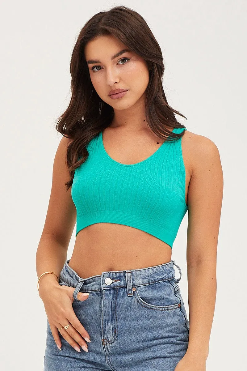 Green Tank Top Sleeveless Seamless EasyAdjustment