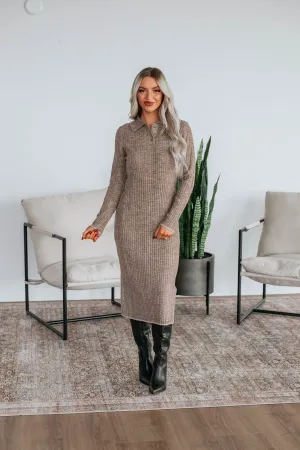 Textured Weave Cozy Fleece Marza Sweater Dress