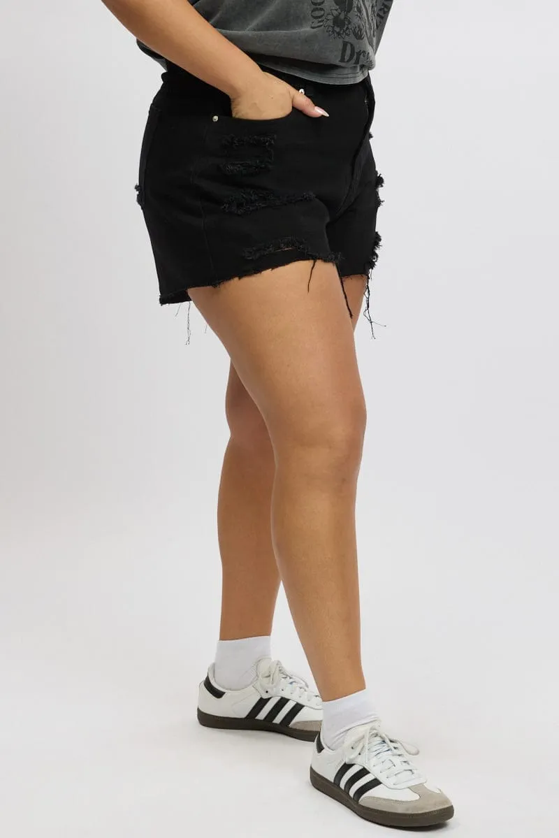 Black Relaxed Shorts Soft Jacket breathable materials