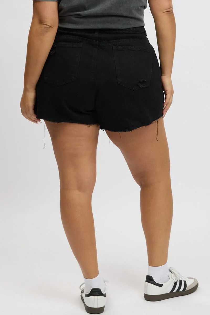 Warm Knit Black Relaxed Shorts
