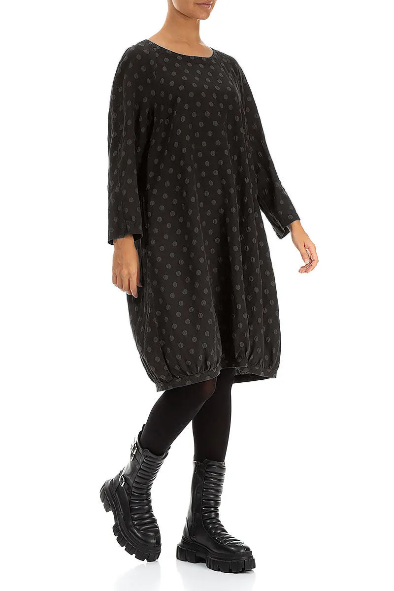 Dotty Forest Brown Balloon Silk Dress Beach Fit ComfortWaistband