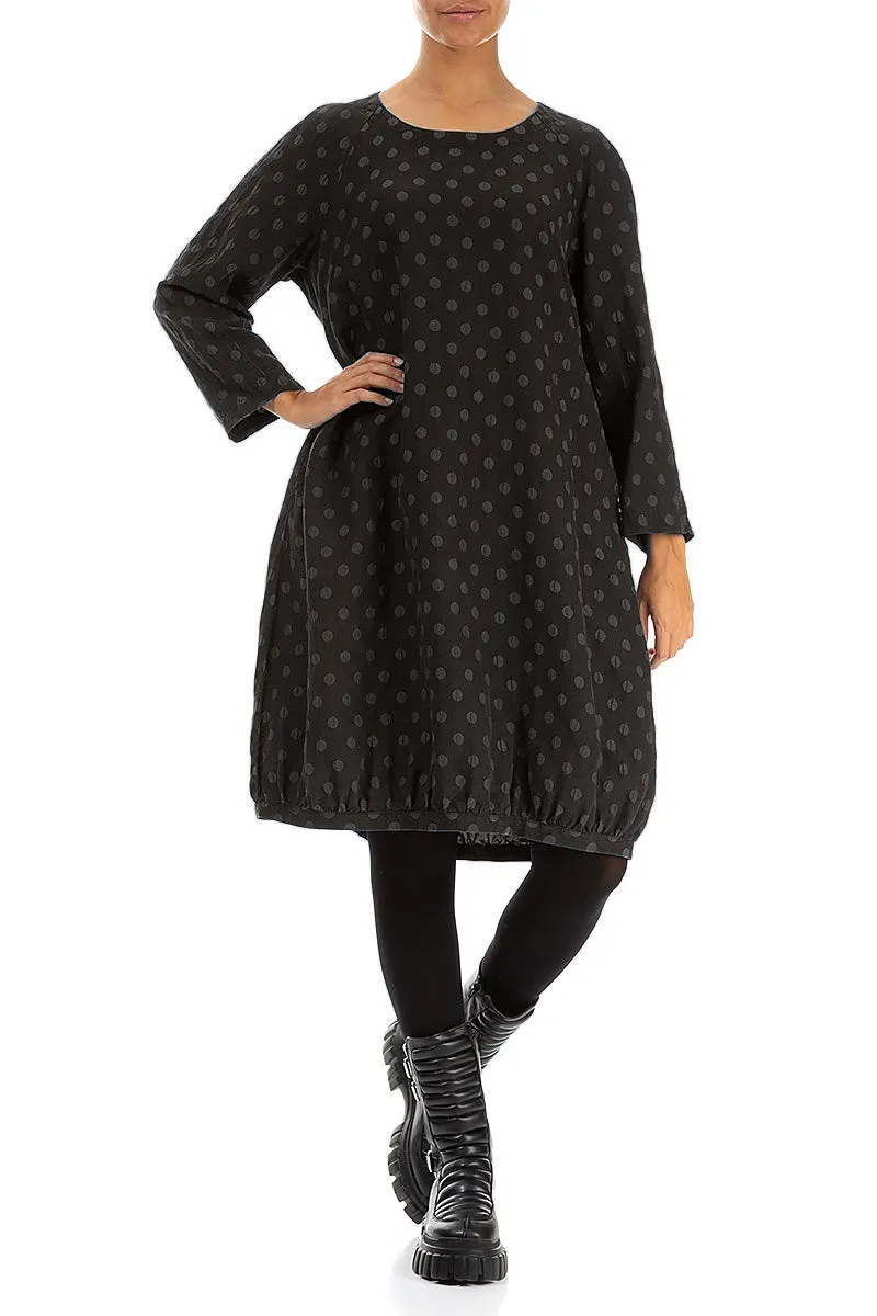 TearResistant Dotty Forest Brown Balloon Silk Dress