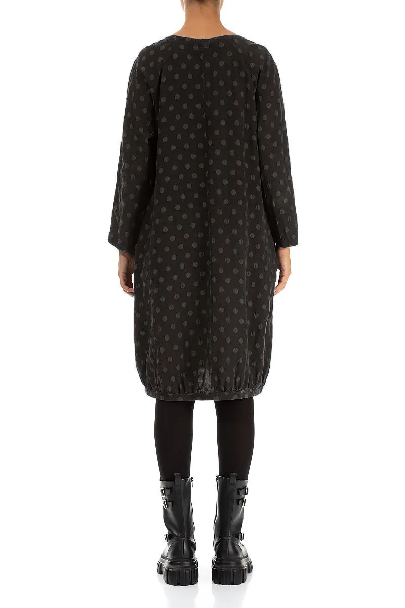 AntiStatic Lining Elegant Layer Dotty Forest Brown Balloon Silk Dress