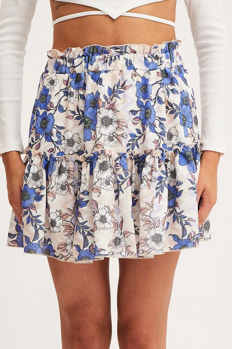 Print Flare Skirt Mini High Rise Versatile Wear Ethically Made