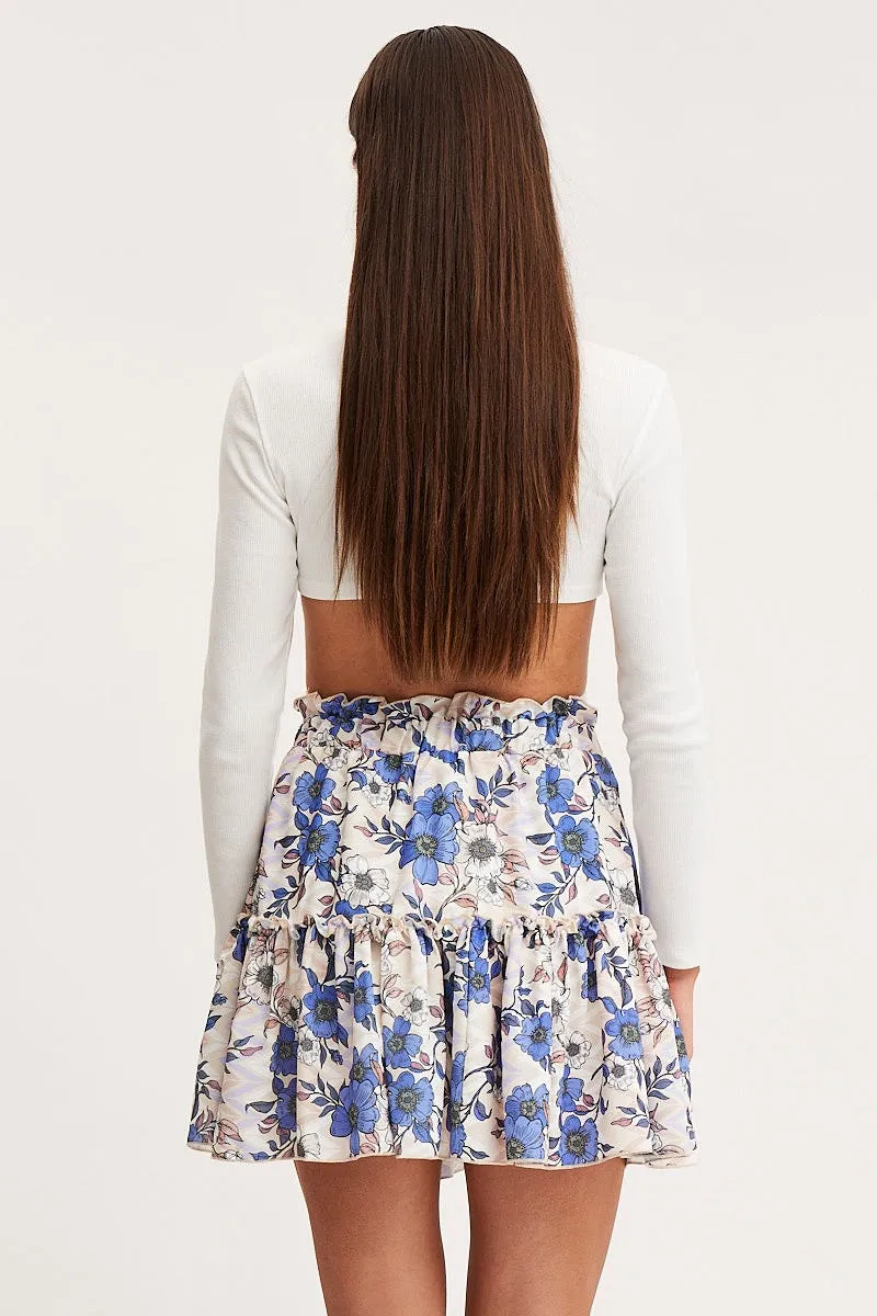 Sleek Appeal Print Flare Skirt Mini High Rise