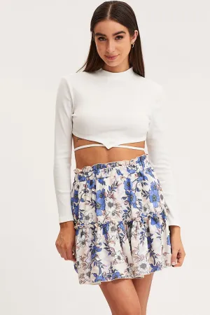 Resort Vacation Print Flare Skirt Mini High Rise