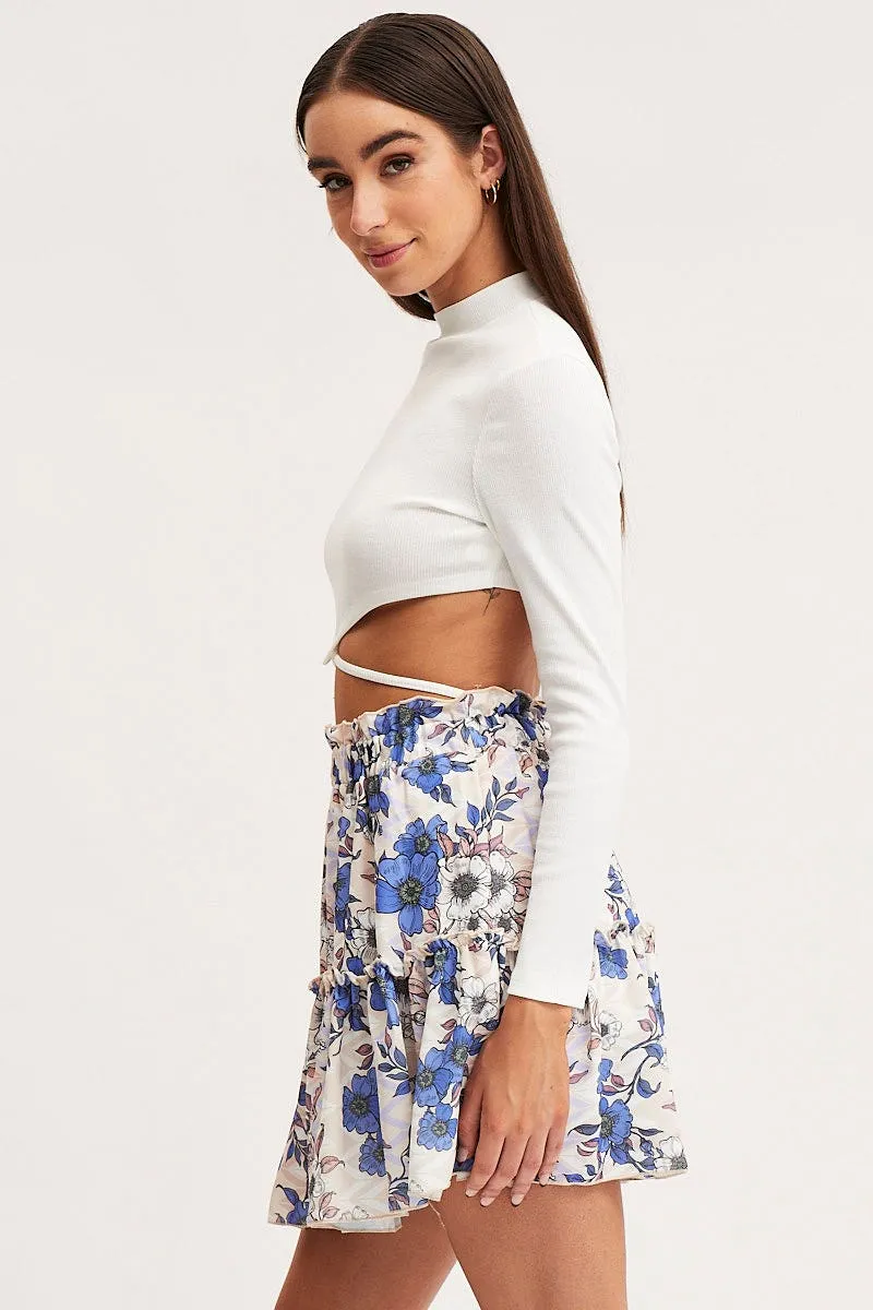 Print Flare Skirt Mini High Rise Sophisticated Mood Statement Piece