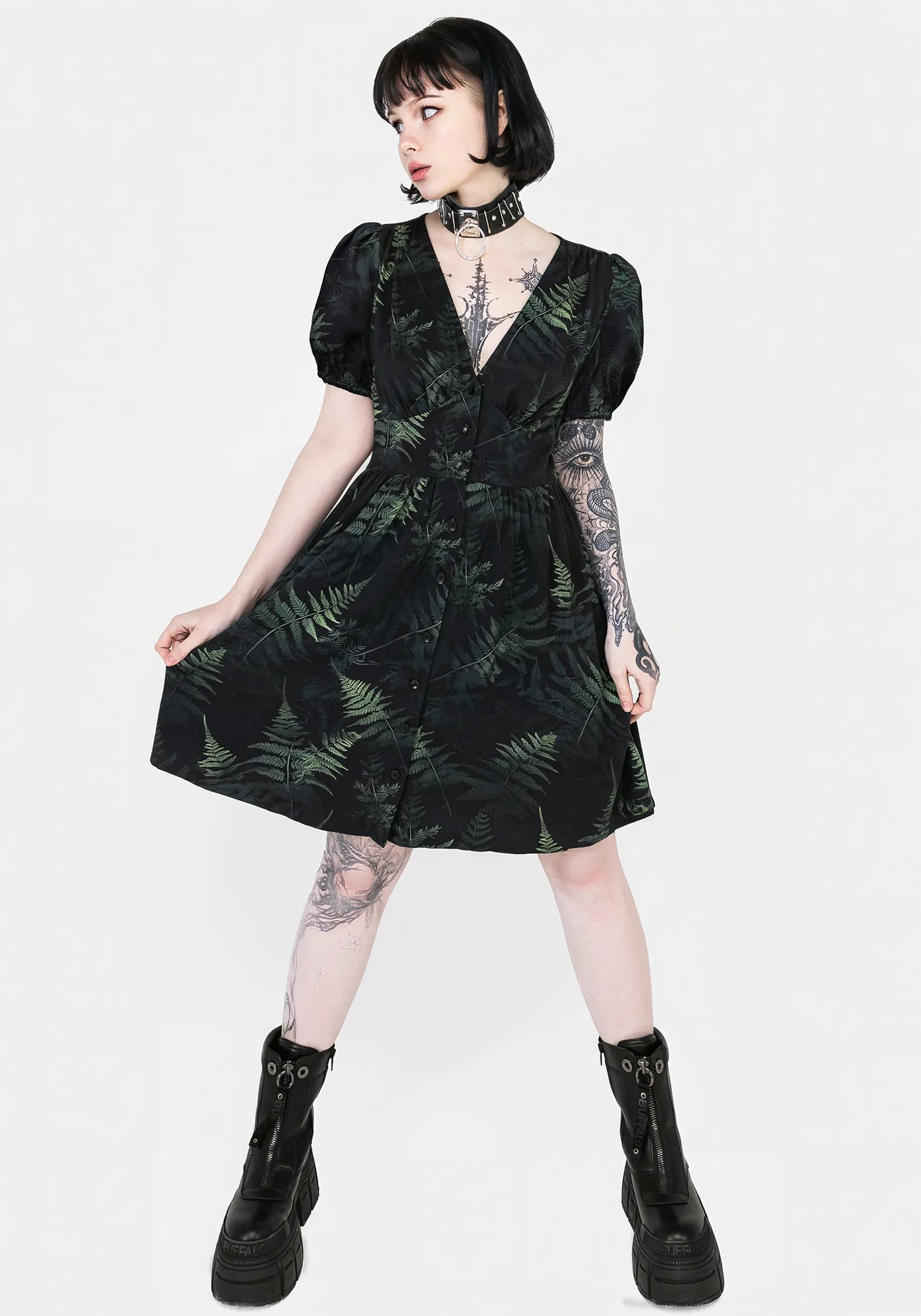 Hot Star Light and breezy mini Fernery Button Up Corset Mini Dress