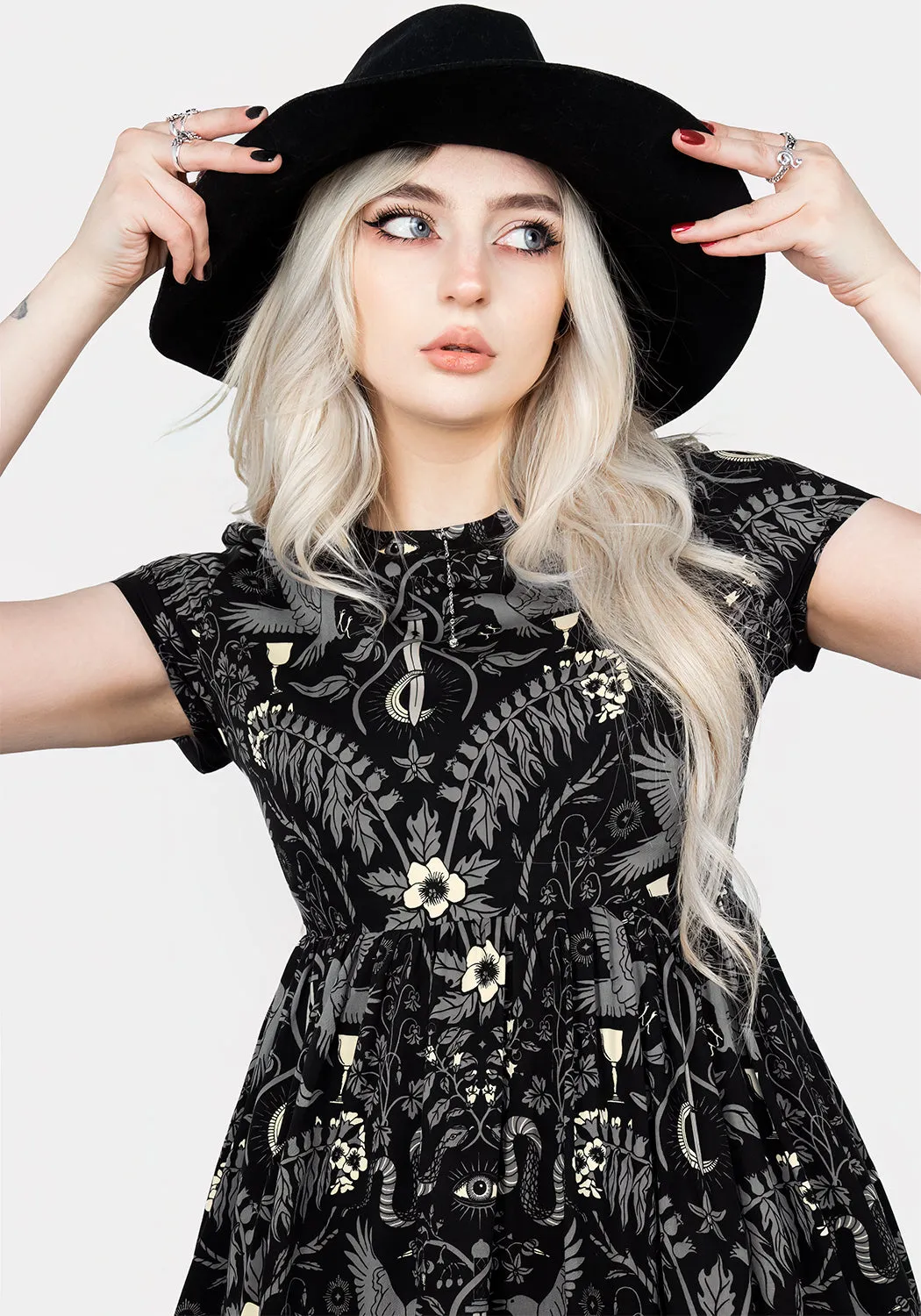 Hecate's Garden Skater Mini Dress Hot Girl