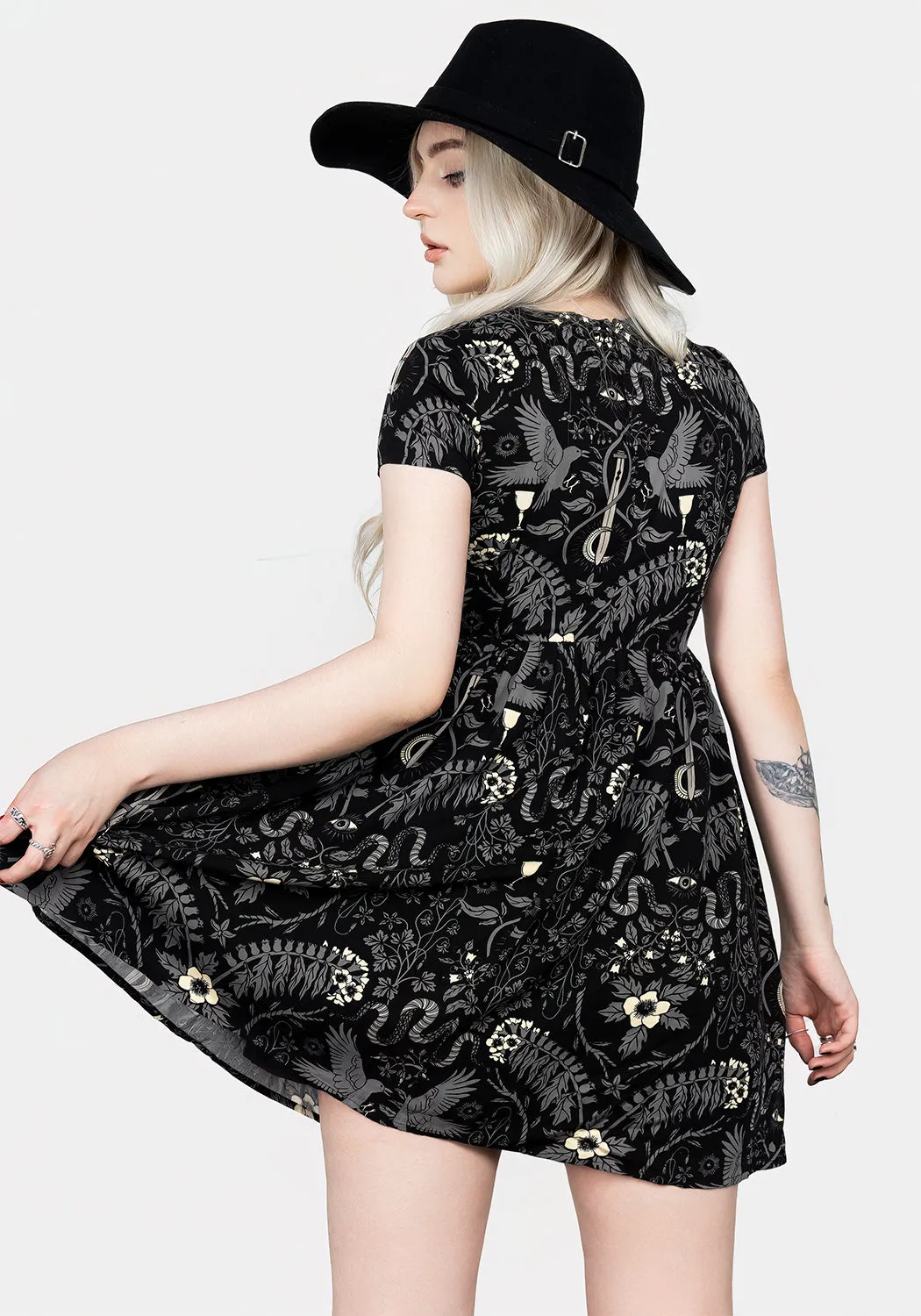 Hecate's Garden Skater Mini Dress Chic short-length dress