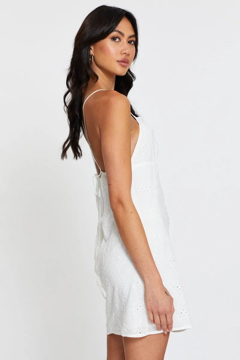 White Mini Dress Sleeveless Comfort Fit