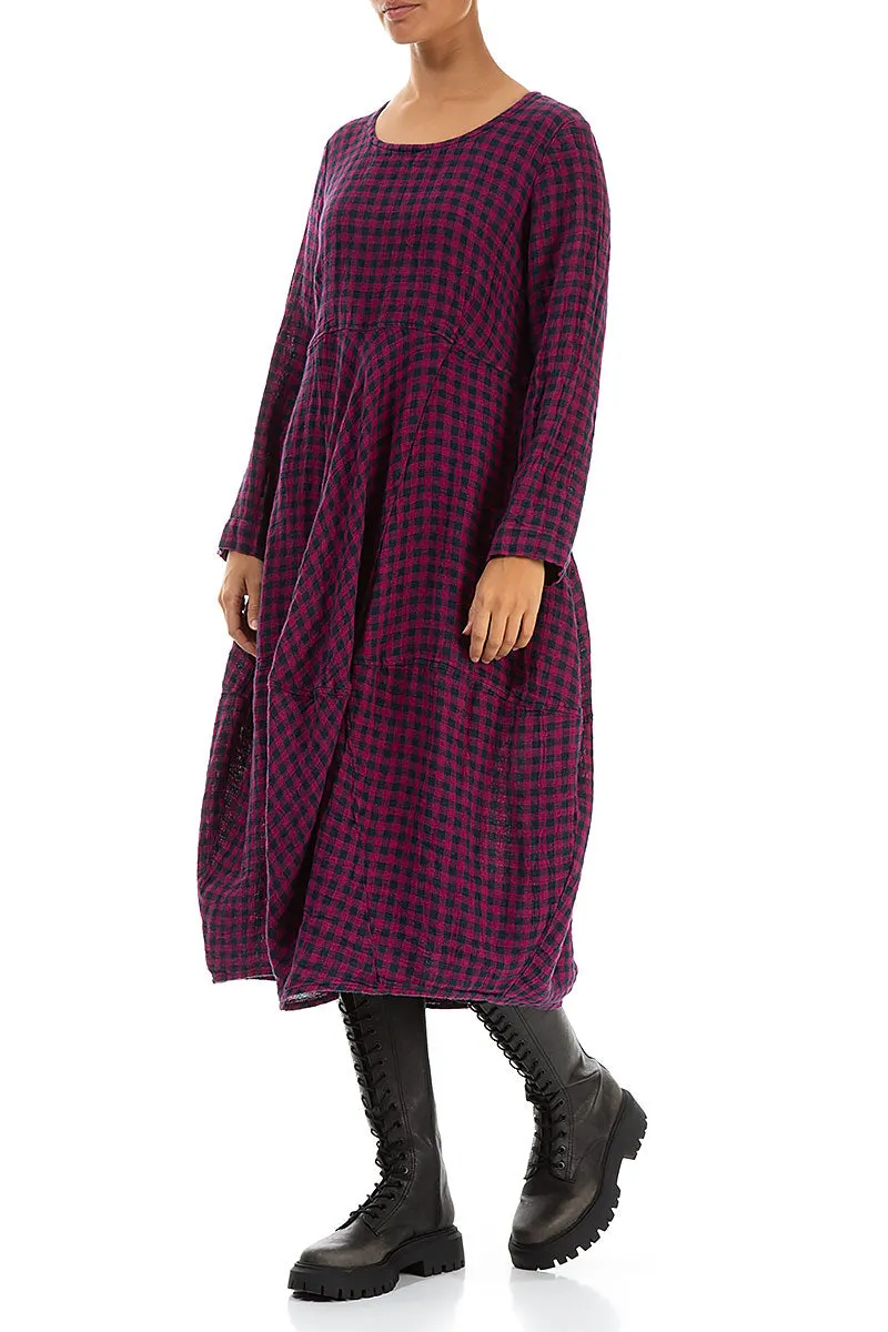 Balloon Magenta Check Linen Dress Warm Jacket Mesh Glow