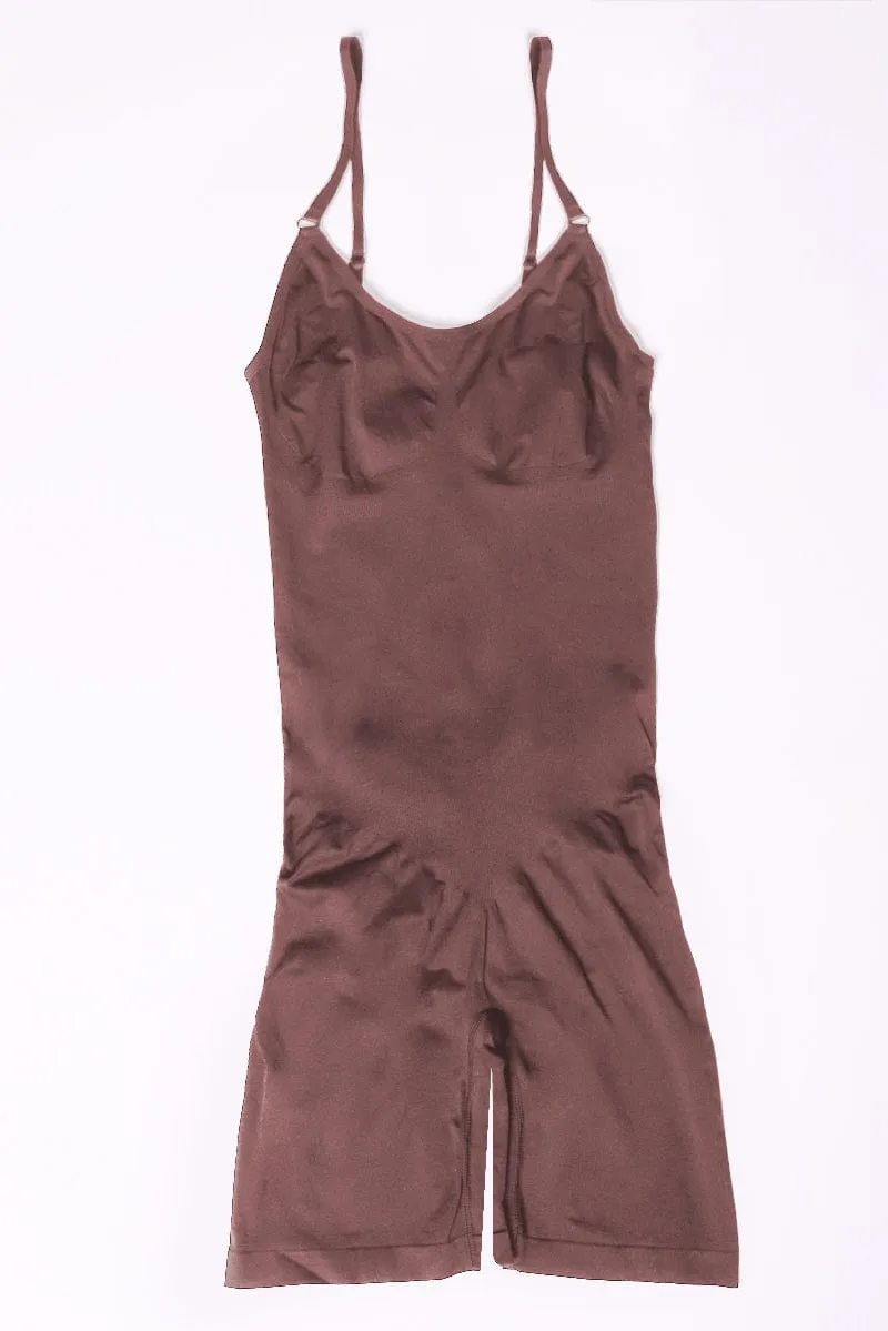Warm Pants Brown Seamless Sculpting Bodysuit