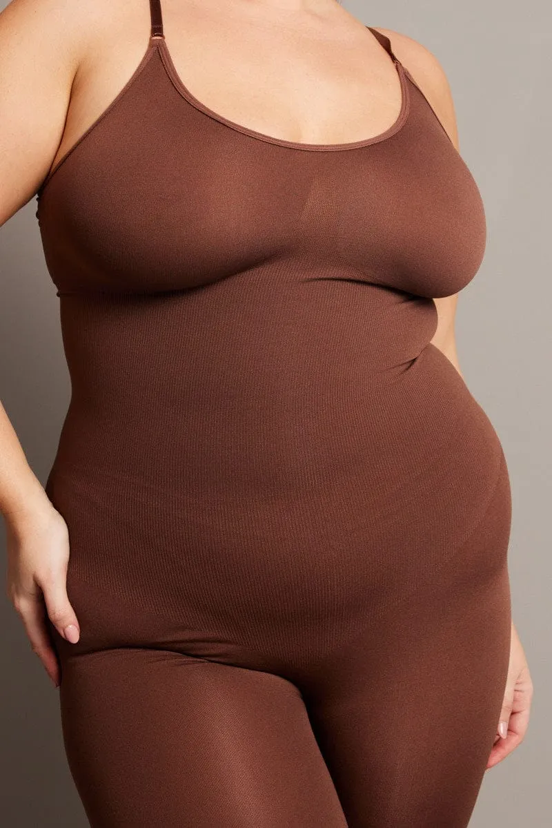 Classic Mode Brown Seamless Sculpting Bodysuit