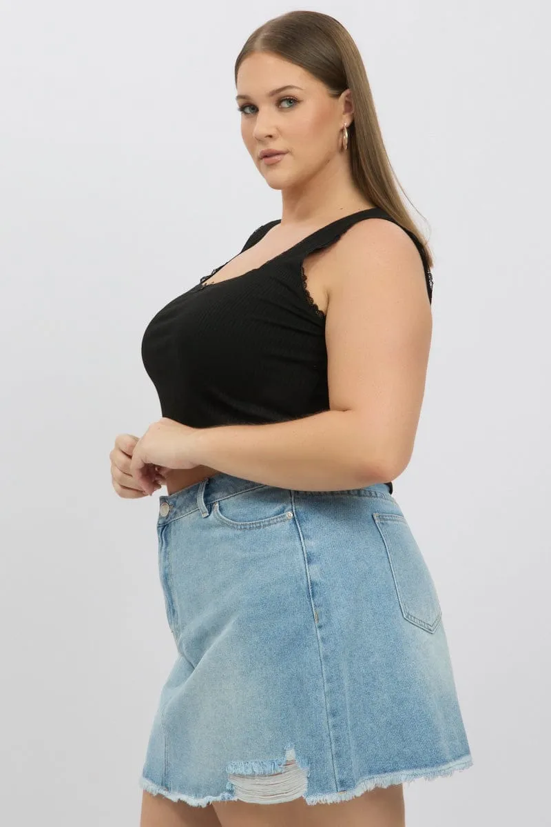 Breathable Lining Black Tank Top Sleeveless