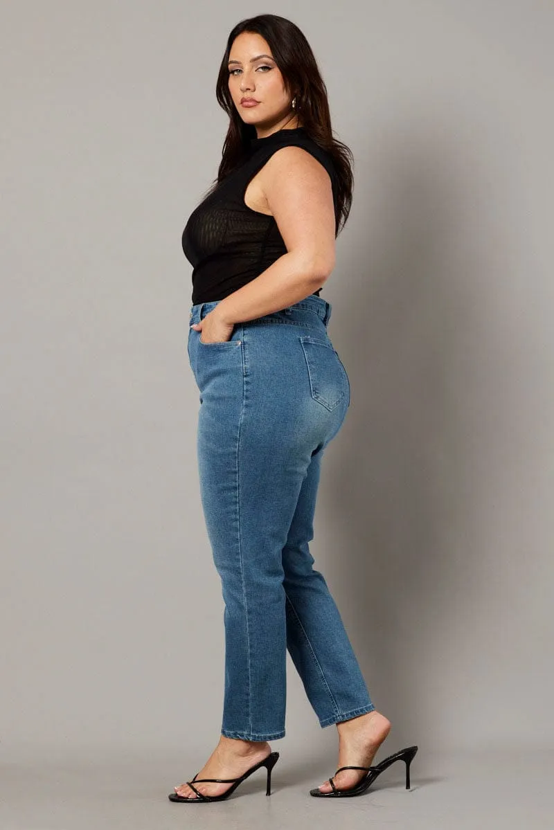 Denim Skinny Jeans High Rise Beach Day Breathable
