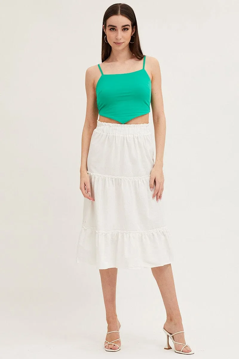 White Tiered Midi Skirt City Look Quick Fit