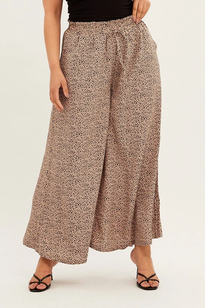 Animal Print Wide Leg Pants High Rise FlameRetardantTreatment