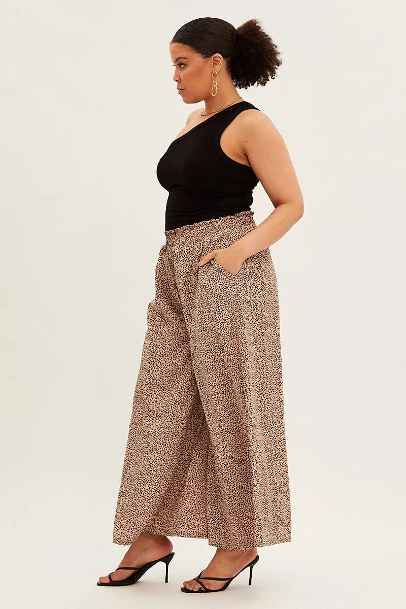Animal Print Wide Leg Pants High Rise Recycled fibers Hidden pockets