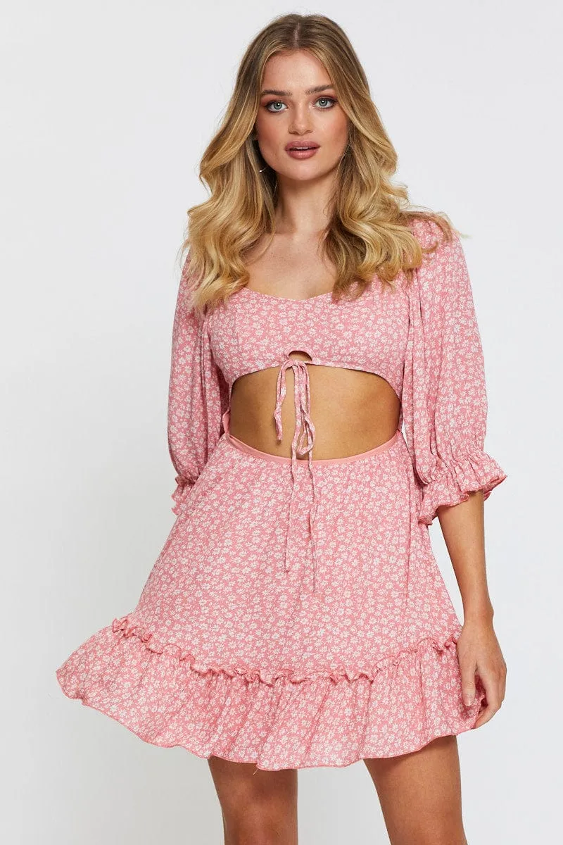 Stage Vibe Light Star Print Mini Dress Long Sleeve