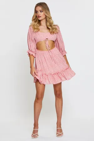 Print Mini Dress Long Sleeve Party Proof Stage Glow