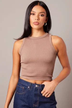 summer shorts Cool Hooded Jacket Brown Tank Top Crew Neck Seamless