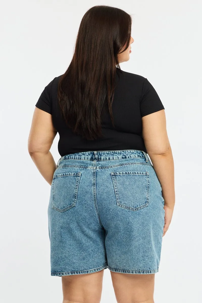Energy Ease Spark Soul Denim Relaxed Shorts Knee Length