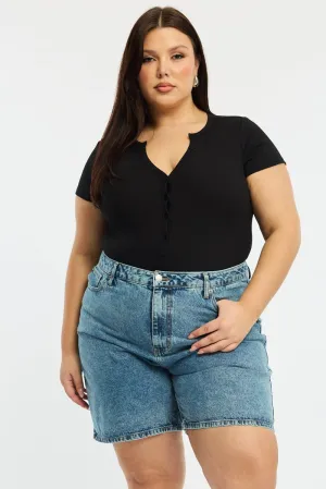 Denim Relaxed Shorts Knee Length Casual dress