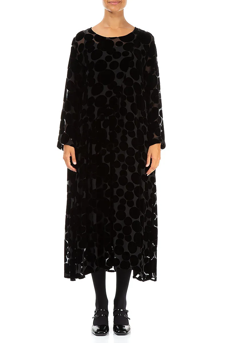 Draped Devor?? Bubbles Black Silk Velvet Dress Lounge Wear