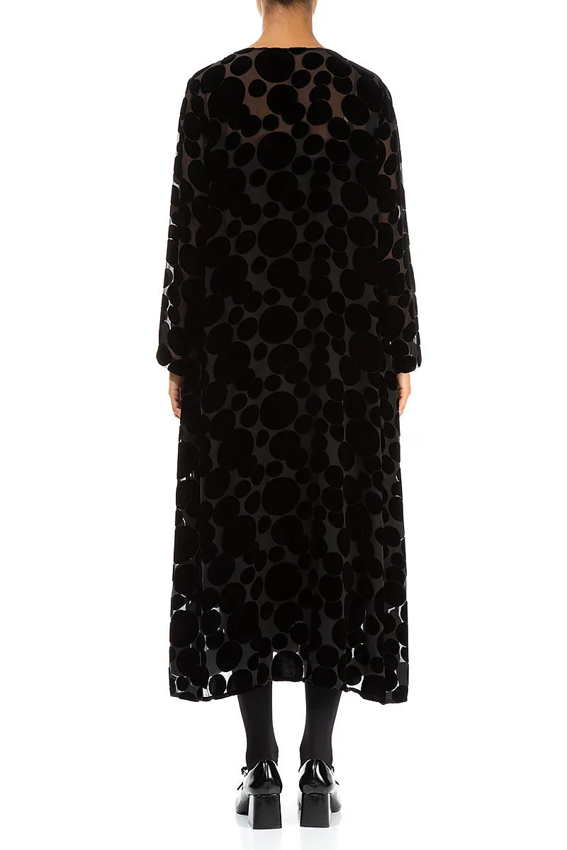 Draped Devor?? Bubbles Black Silk Velvet Dress Summer Style