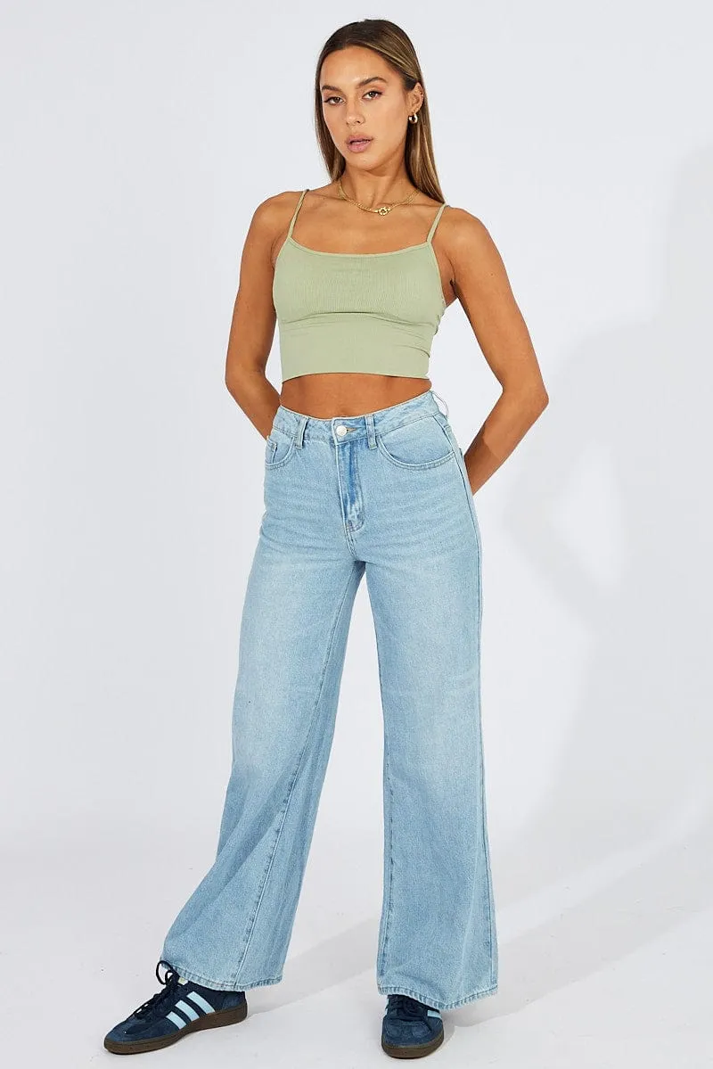 Modern Chic Green Bralette Round Neck Seamless