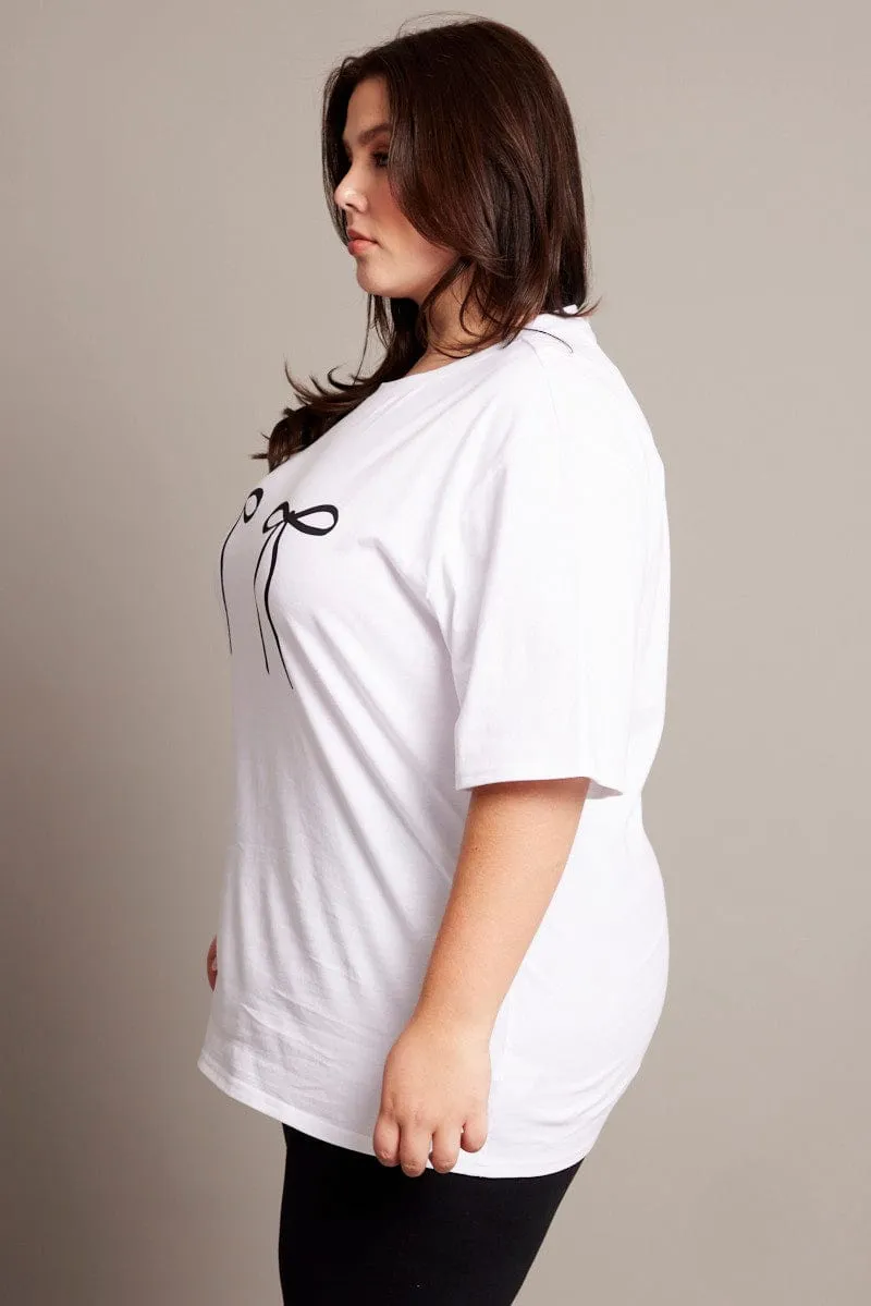 Tight fit sexiness White Graphic T-shirt Short Sleeve Crew Neck