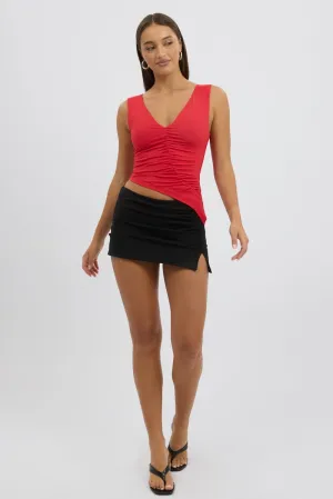 Daily Wear Black Mini Skort Skirt High Rise Gathered Lined