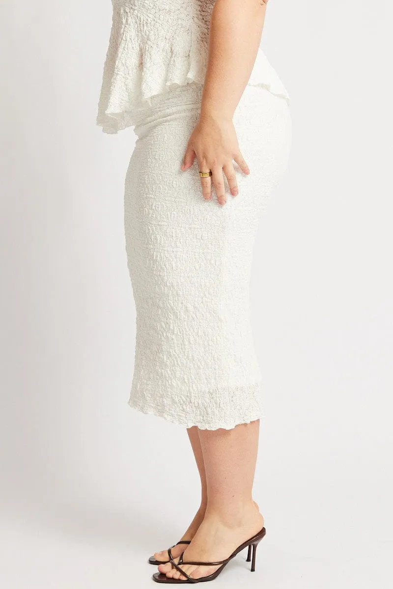 White Bubble Lace Texture Skirt Year Round Style