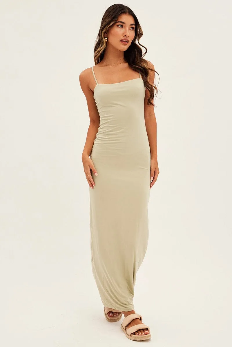 Green Supersoft Bodycon Maxi Dress Pearl Glow Moonlit Shore