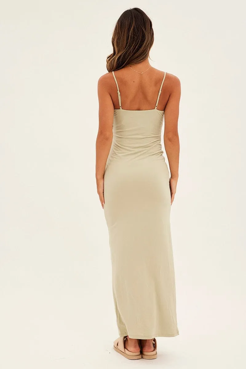 Gold Shine Green Supersoft Bodycon Maxi Dress