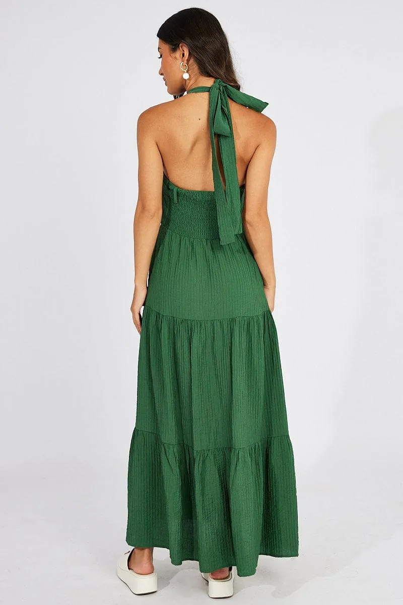 Green Maxi Dress Square Neck Tiered Its elegant silhouette adds a touch of sophistication to your everyday look