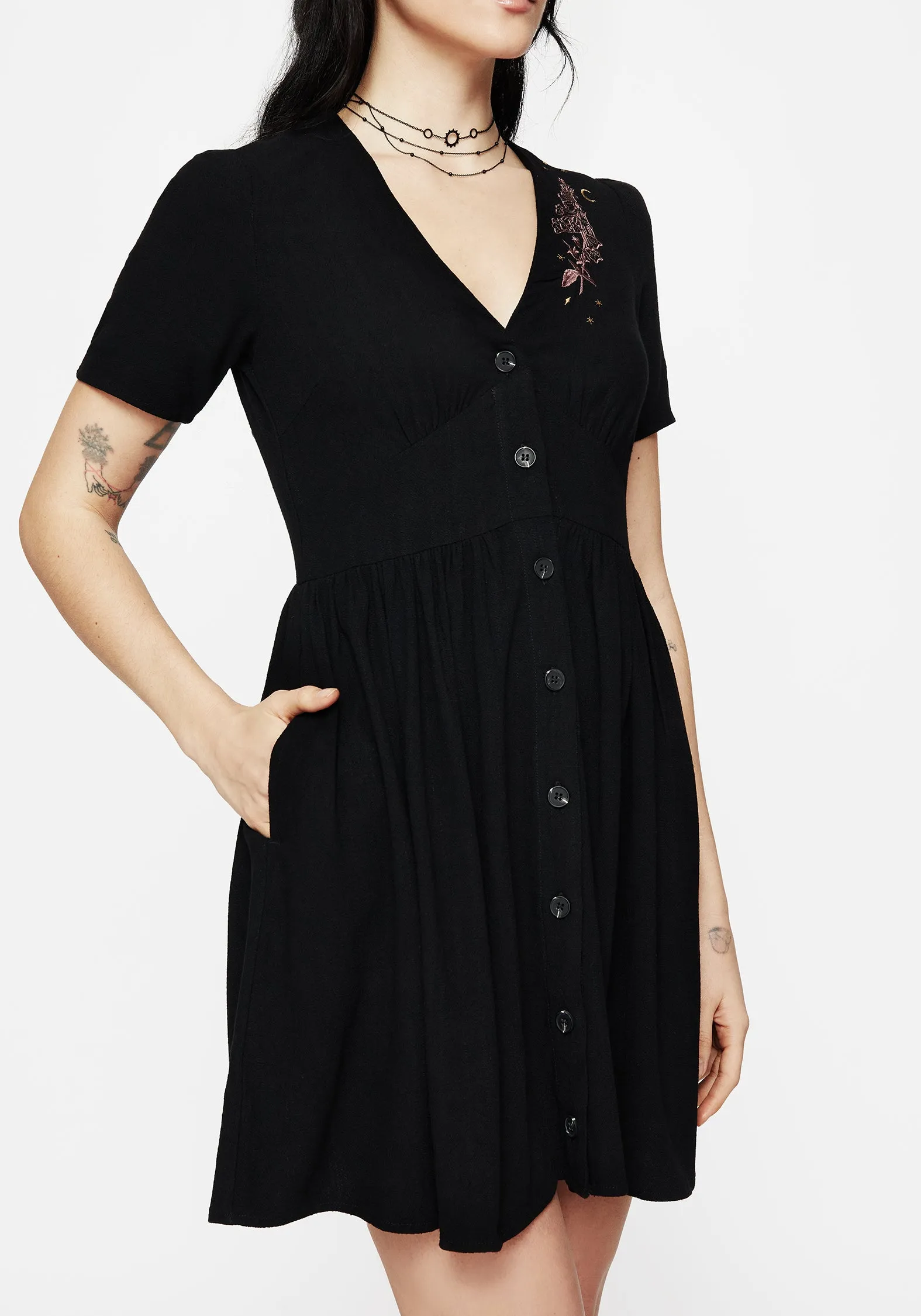 Day Out Foxglove V Neck Mini Dress