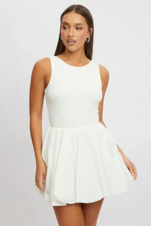 Shine Mode Bold color mini White Bubble Dress Mini