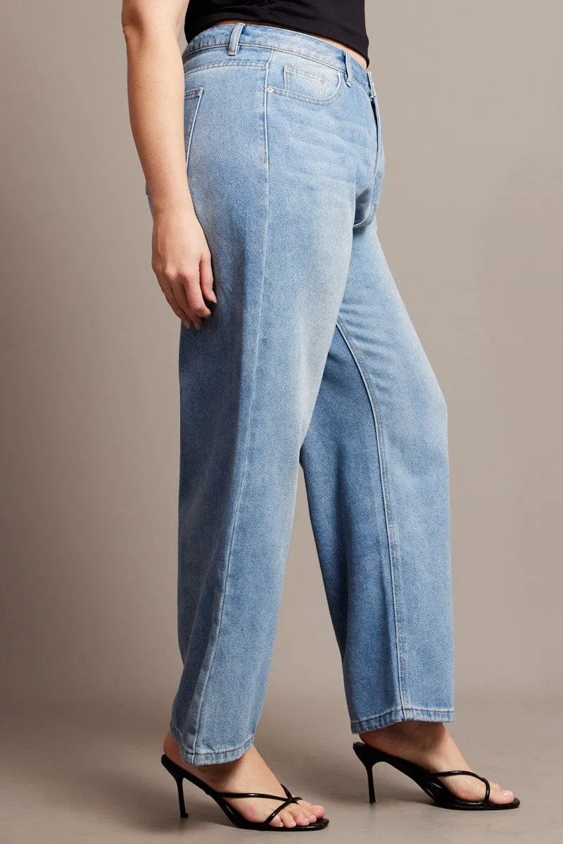 Easy Wearing Denim Baggy Jeans High Rise