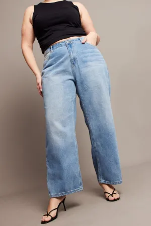 Luxury Textured Denim Baggy Jeans High Rise