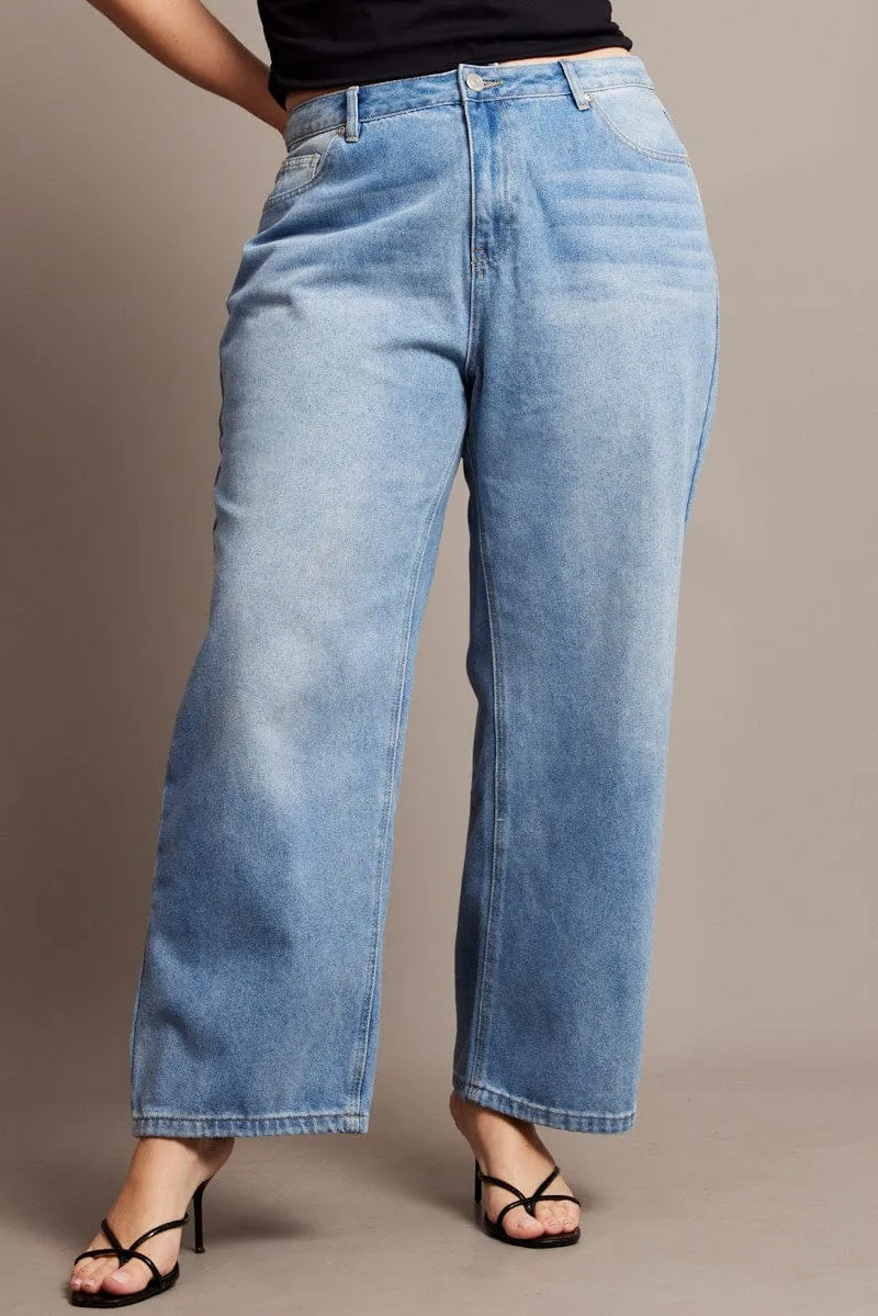 Denim Baggy Jeans High Rise Winter Warmth Minimalist Style Picnic Style