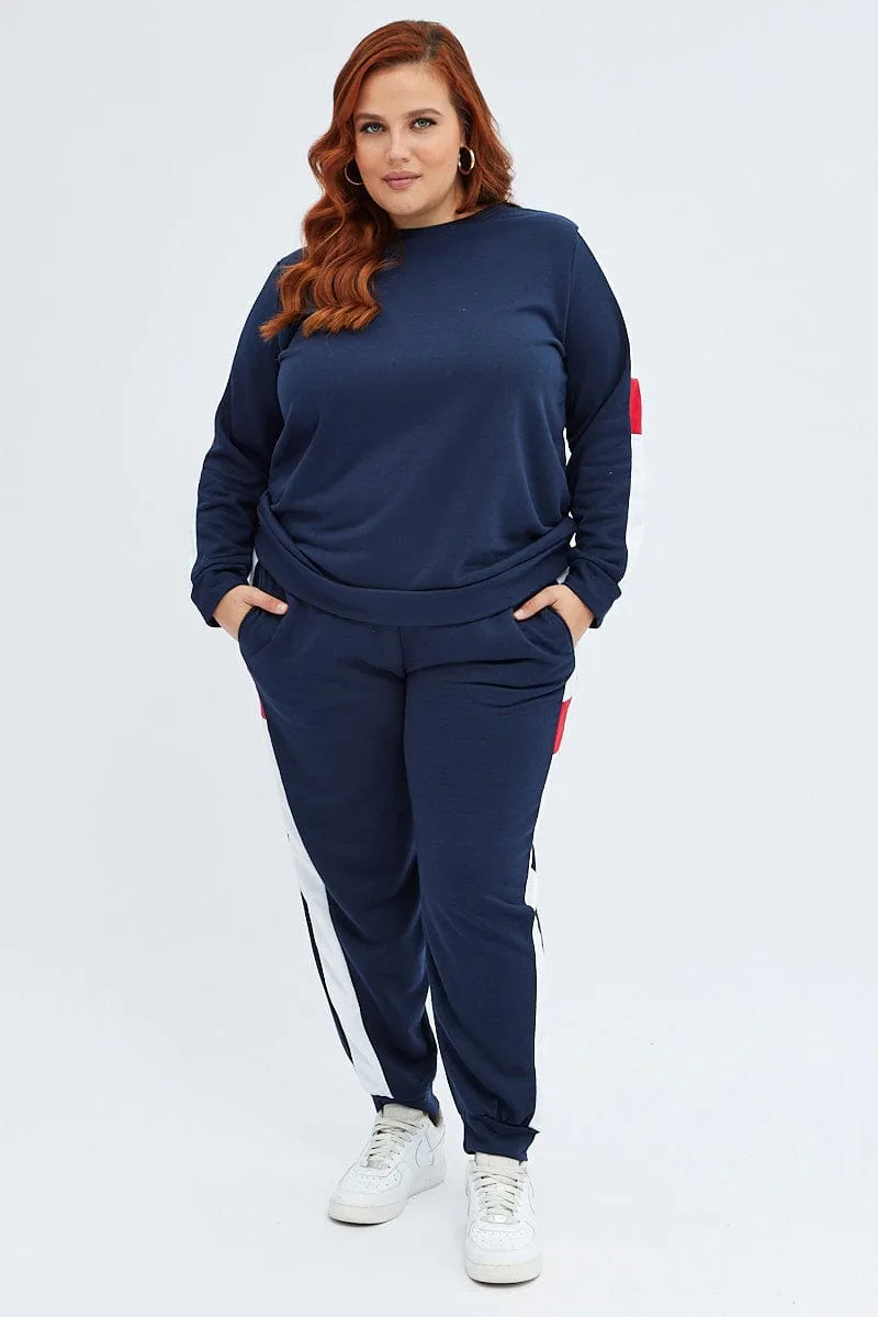 Travel Ready Multi Track Pants Contrast Elastic Waist Relaxed