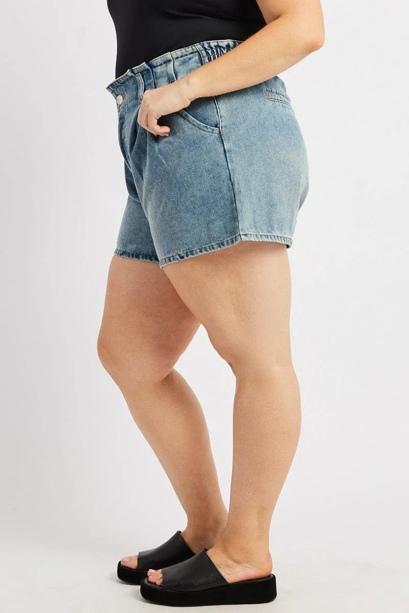 Denim Relaxed Shorts High Rise Roomy Design
