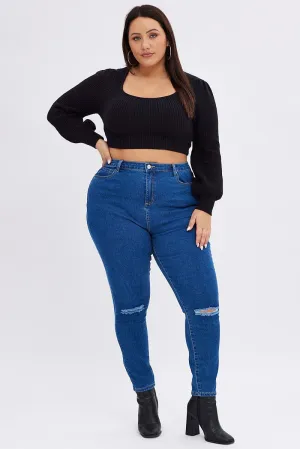 Denim Skinny Denim Jeans High Rise Spring Mood Party Look Classic