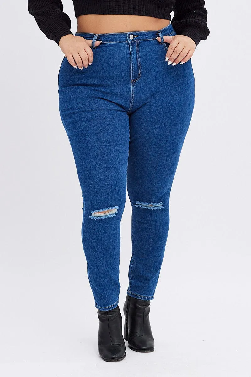 Weekend Style Modern Trendy Sunny Vibes Denim Skinny Denim Jeans High Rise