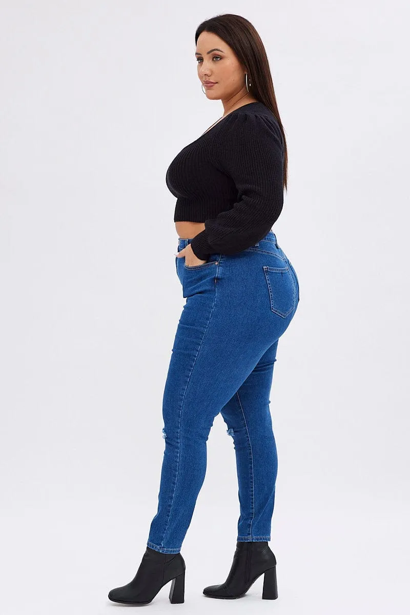 Denim Skinny Denim Jeans High Rise All Day Use