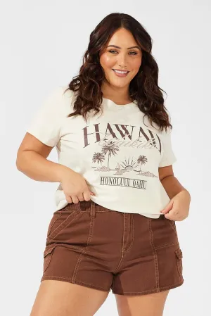 Premium Material Durable Material Beige Graphic T-shirt Short Sleeve Crew Neck