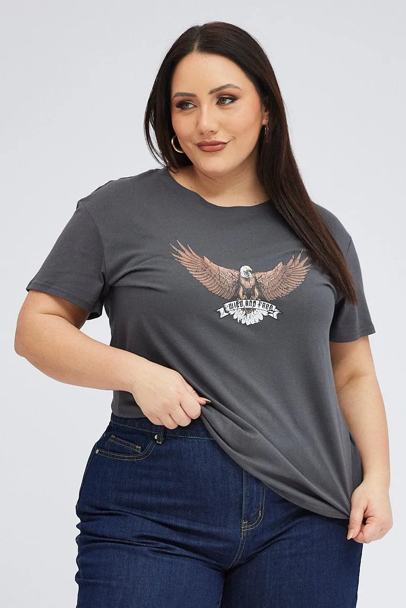 AntiStaticLining Black Graphic T-shirt Short Sleeve Crew Neck