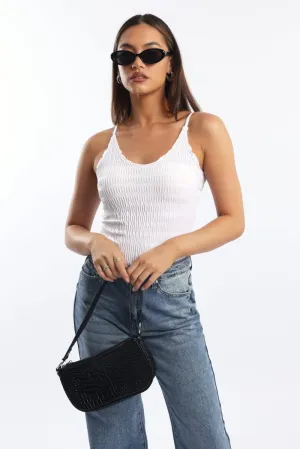 White Textured Cami Top Seamless Warm Socks